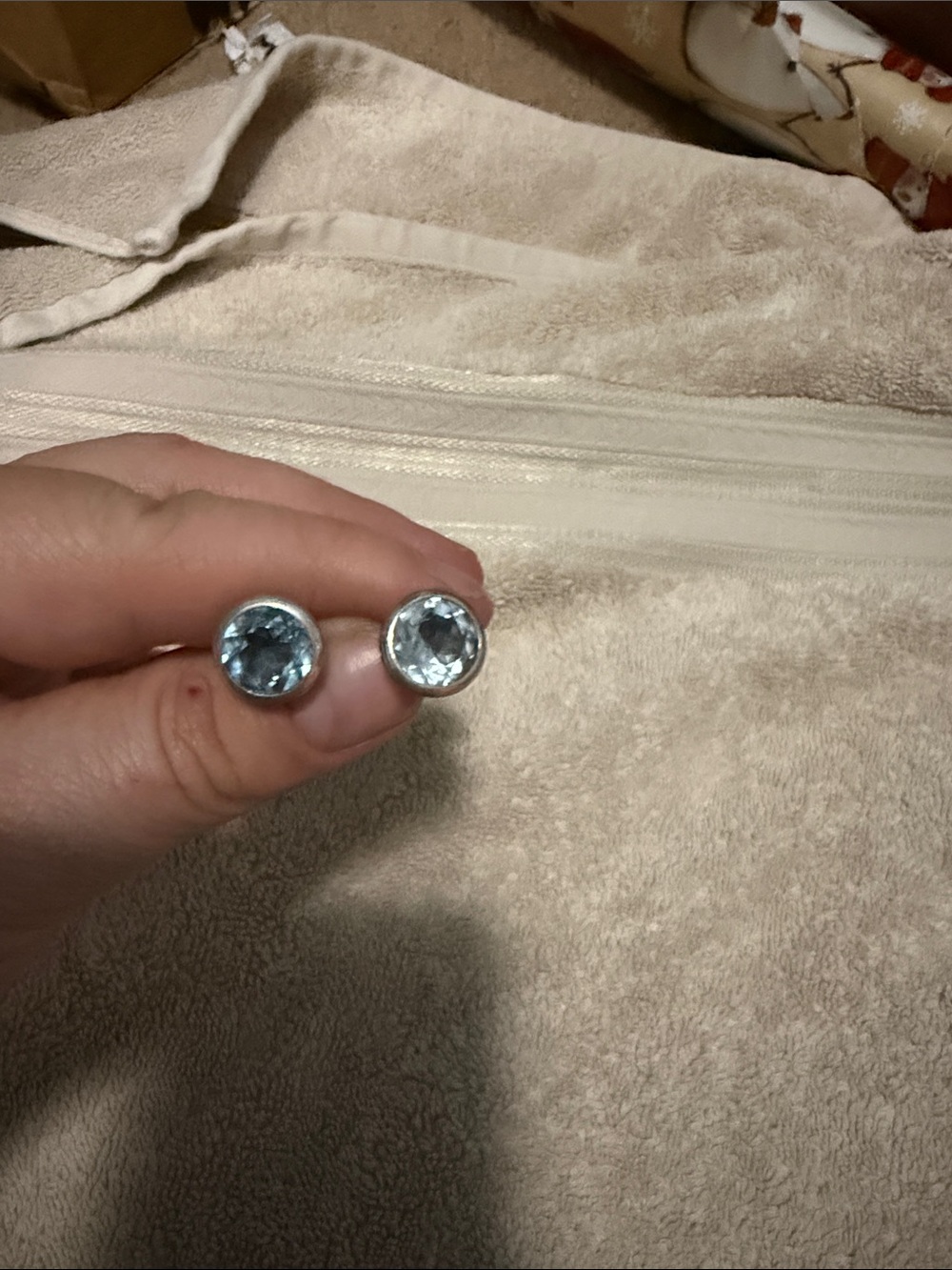 Sterling Silver Light Blue Topaz Stud Earrings